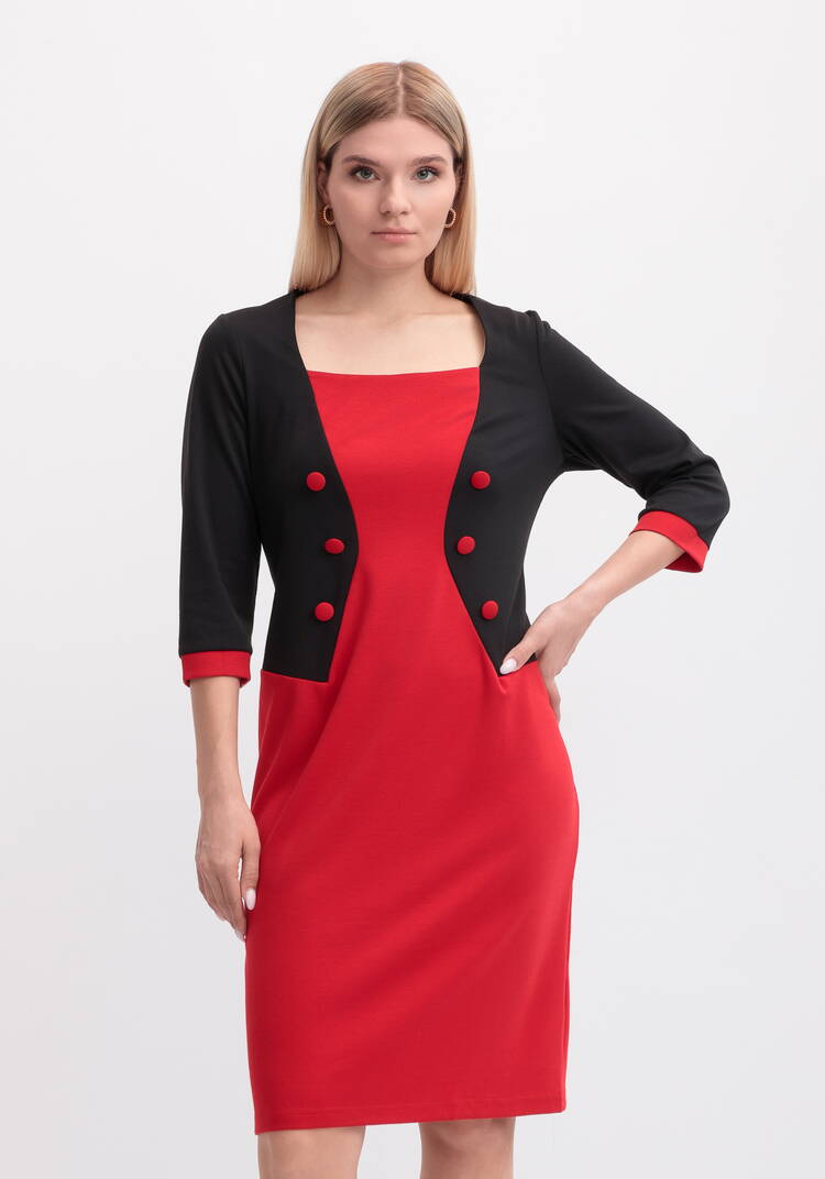 Платье классическое комбинированное из джерси шир.  750, рис. 7