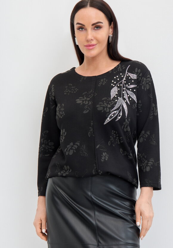 Джемпер с округлым вырезом и принтом шир.  580, рис. 6