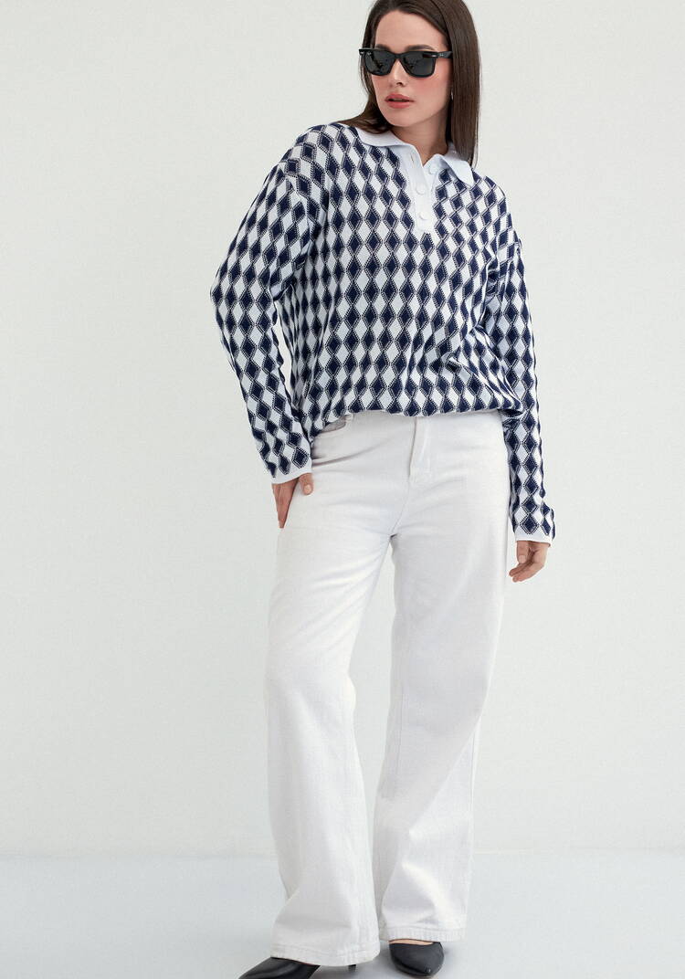 Джемпер структурной вязки с ажуром шир.  750, рис. 7