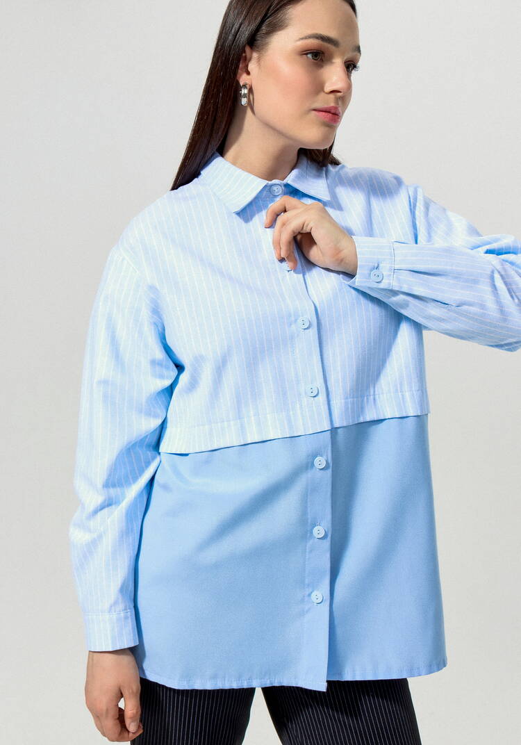 Рубашка с отрезной кокеткой в полоску шир.  750, рис. 14