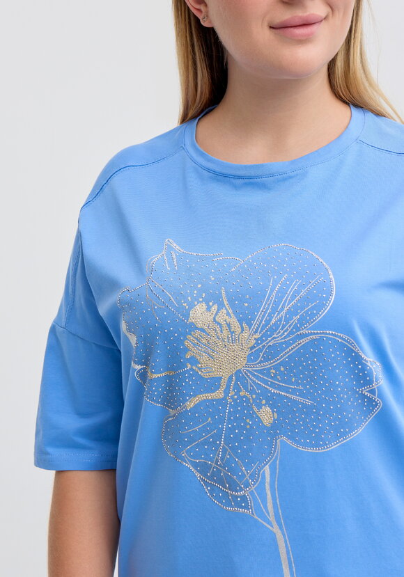 Футболка с цветочным принтом и стразами шир.  580, рис. 10