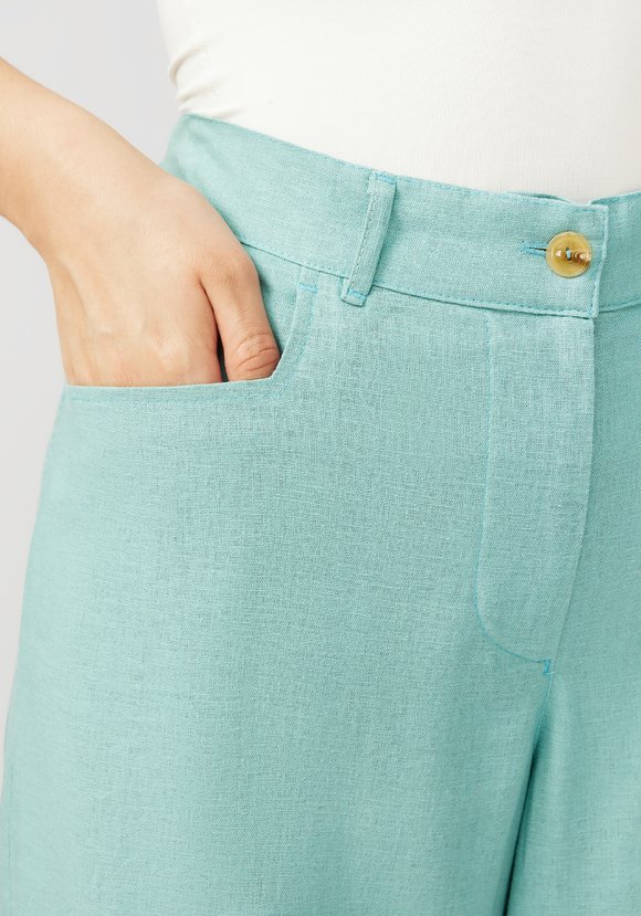 Брюки палаццо из льняной ткани шир.  580, рис. 5