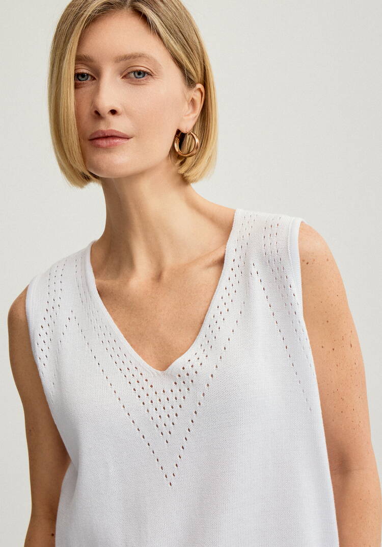 Топ женский без рукава с ажурным рисунком шир.  750, рис. 13