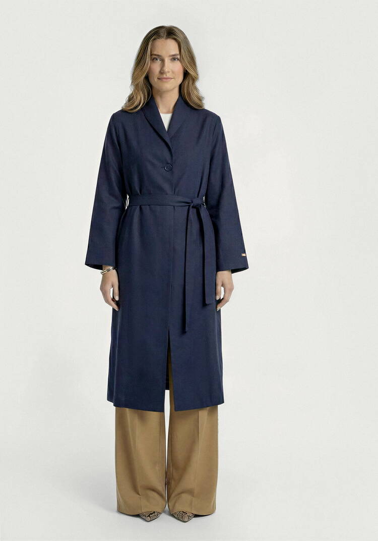 Тренч с цельнокройным воротником на пуговицах шир.  750, рис. 4