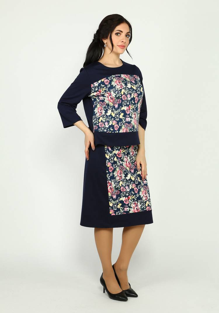 Костюм: юбка и блуза с цветочными вставками шир.  750, рис. 2
