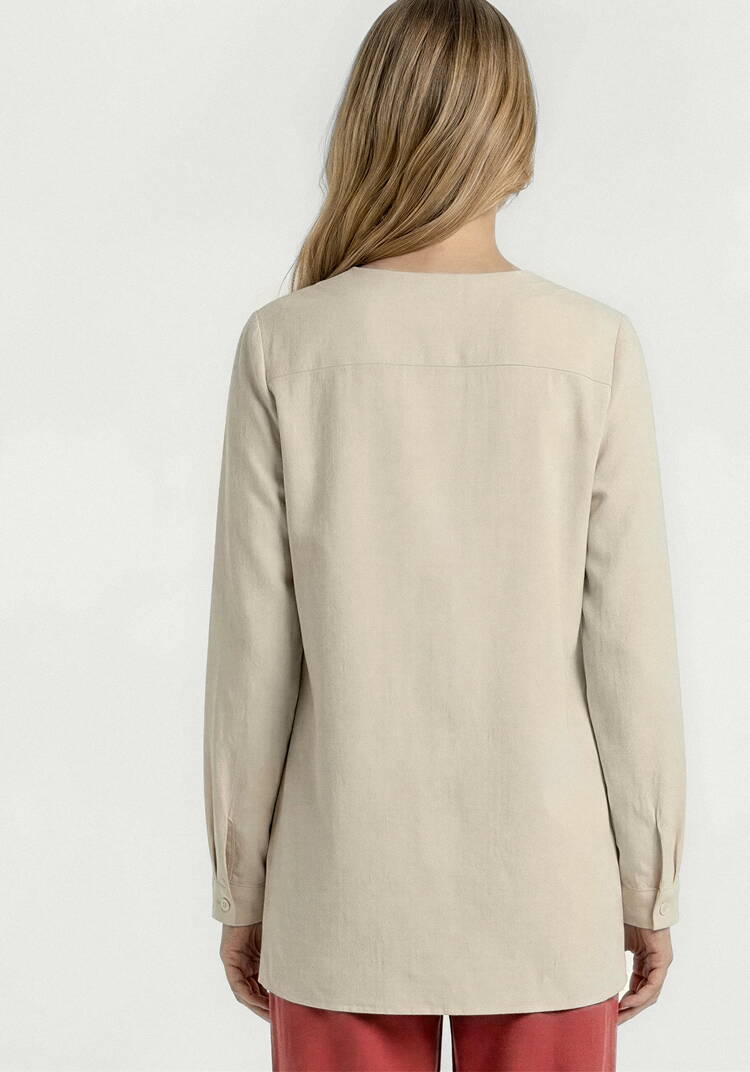 Рубашка на пуговицах из льна шир.  750, рис. 3