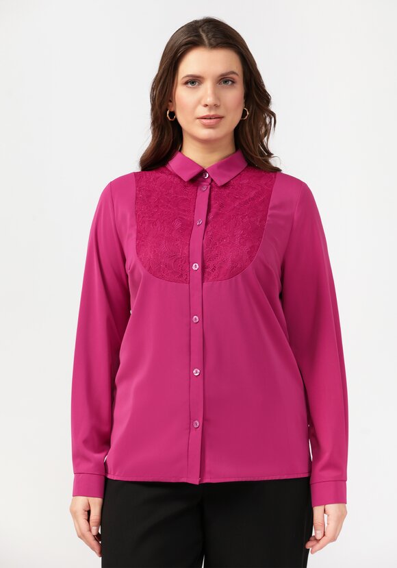 Блуза прямого силуэта с гипюровой вставкой шир.  580, рис. 4