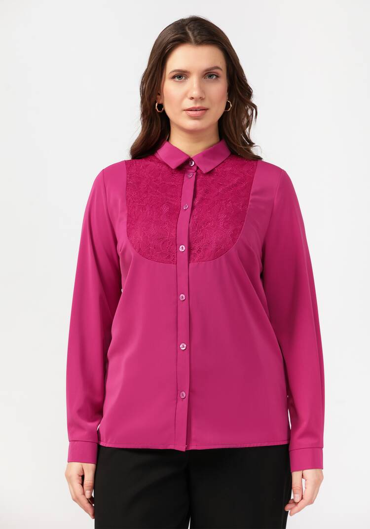 Блуза прямого силуэта с гипюровой вставкой шир.  750, рис. 4