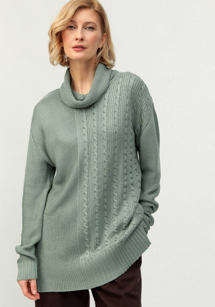 Удлиненный джемпер с косами шир.  750, рис. 7