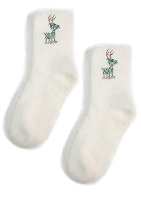 Носки с шерстью норки и стразами, 2 пары