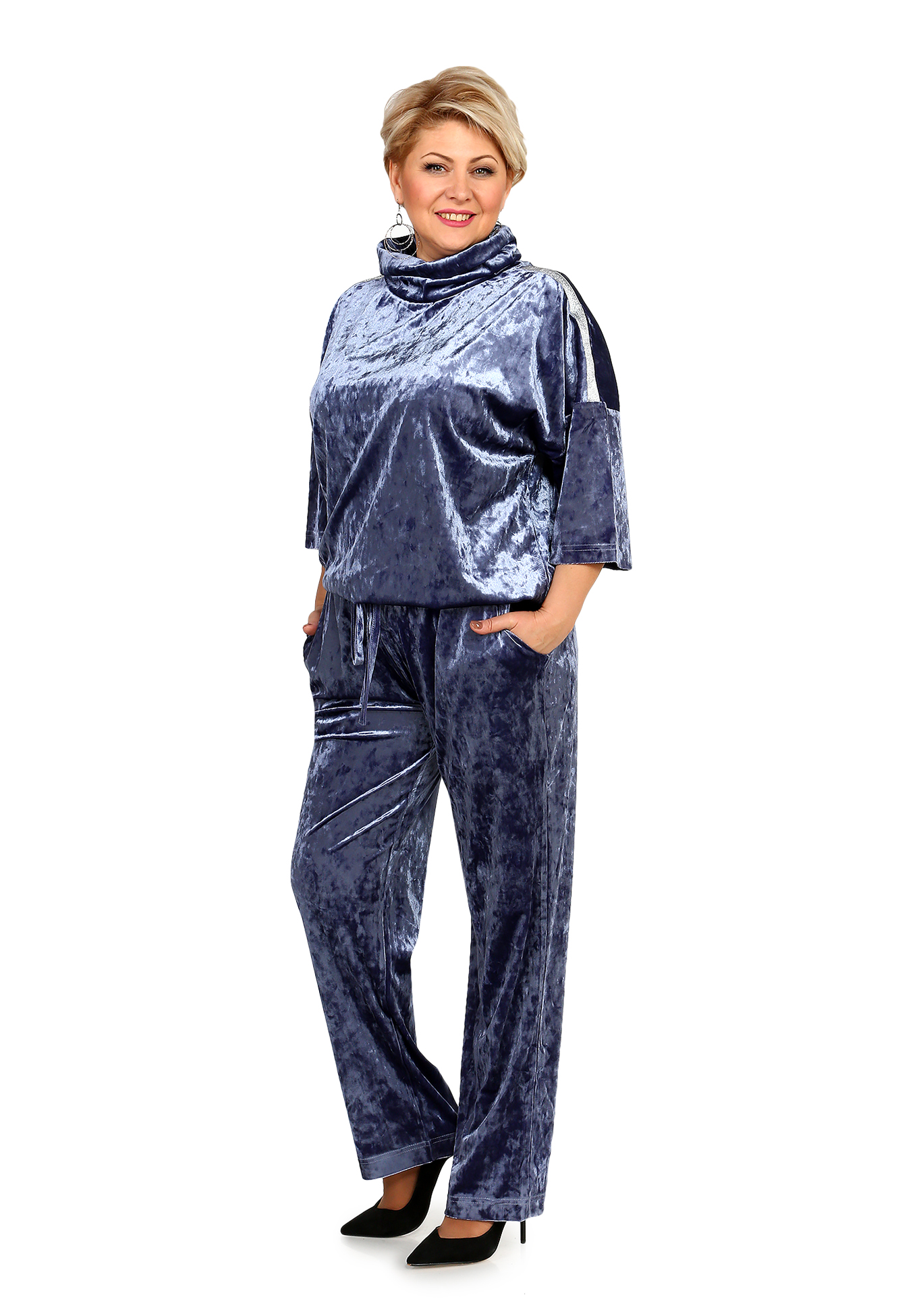 Костюм: брюки и джемпер с воротом Синель, размер 46, цвет чернильный - фото 5