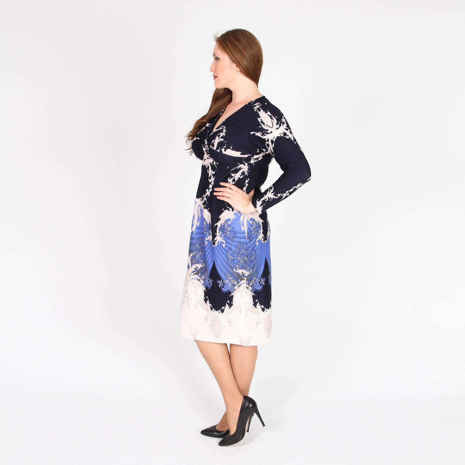 Платье приталенное с узлом «перекрутом» GalaGrosso, цвет синий, размер 48 - фото 3