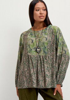 Блуза  с комбинированным принтом