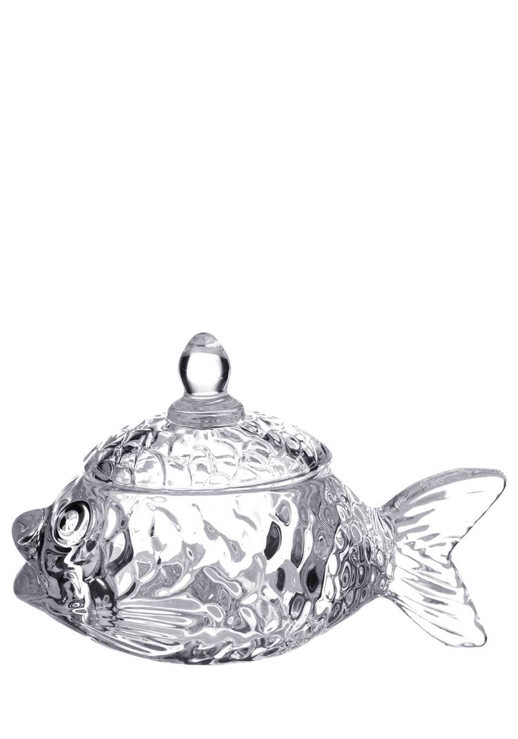 Стеклянная икорница с крышкой Рыбка шир.  750, рис. 2