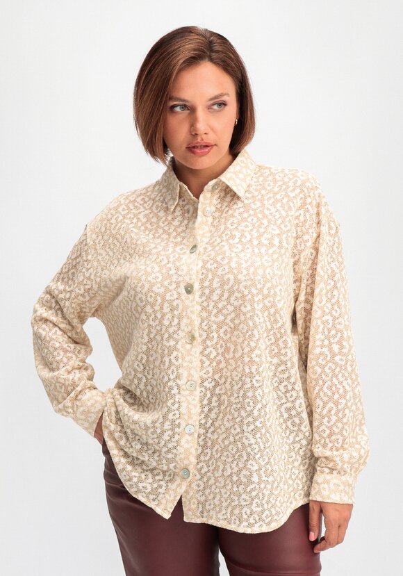 Рубашка ажурная с леопардовым принтом шир.  580, рис. 8