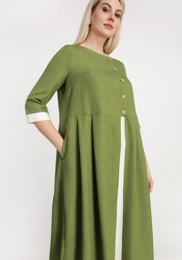 Платье с контрастной отделкой и пуговицами шир.  580, рис. 3