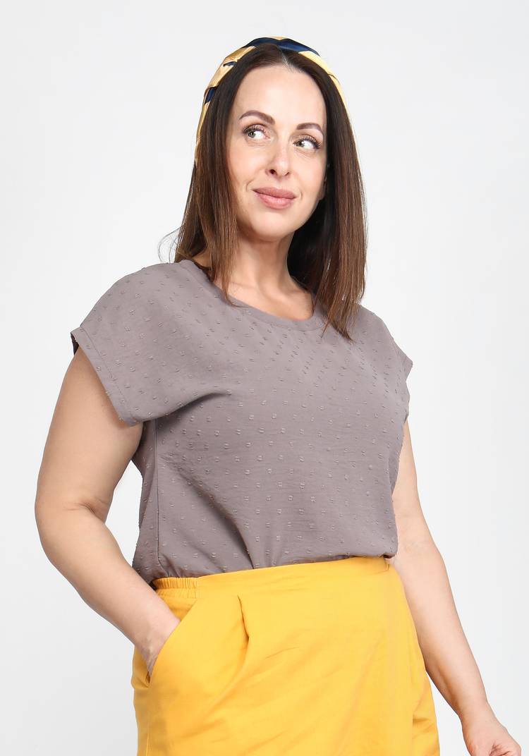 Топ однотонный со спущенным рукавом шир.  750, рис. 9