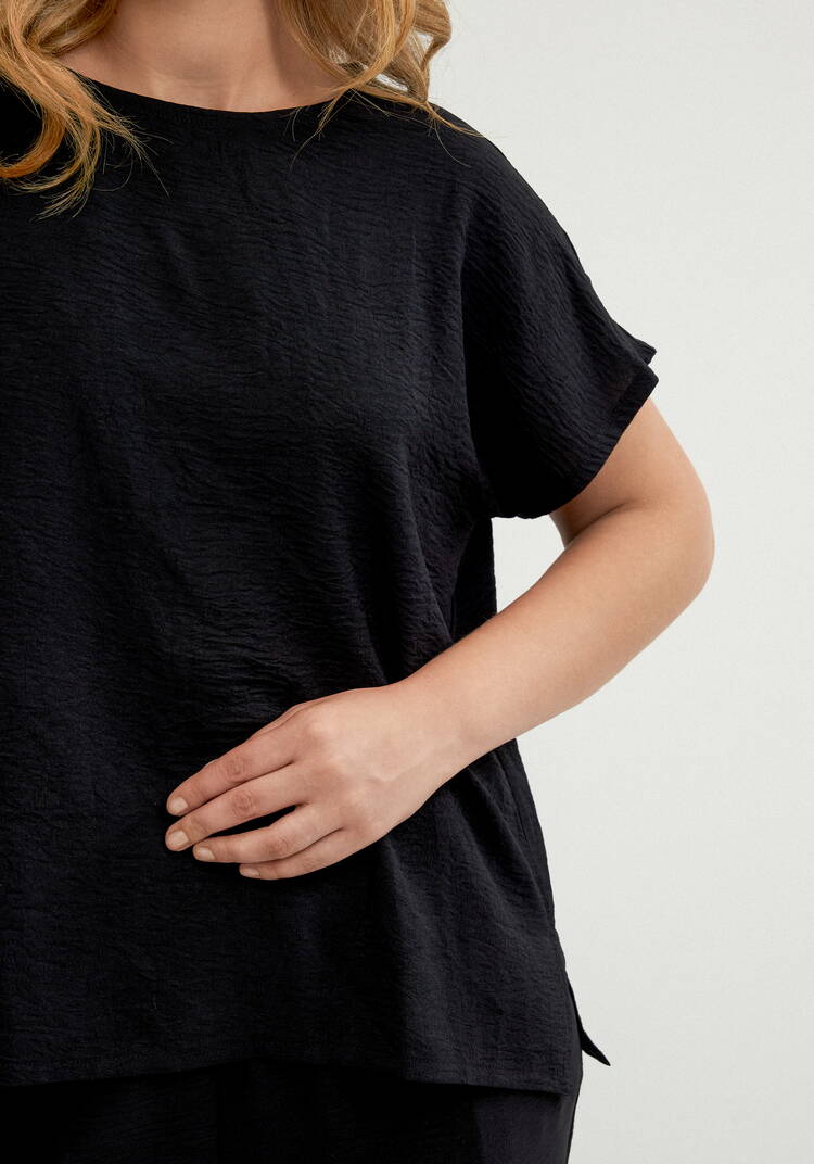 Блуза свободная со спущенным плечом шир.  750, рис. 5