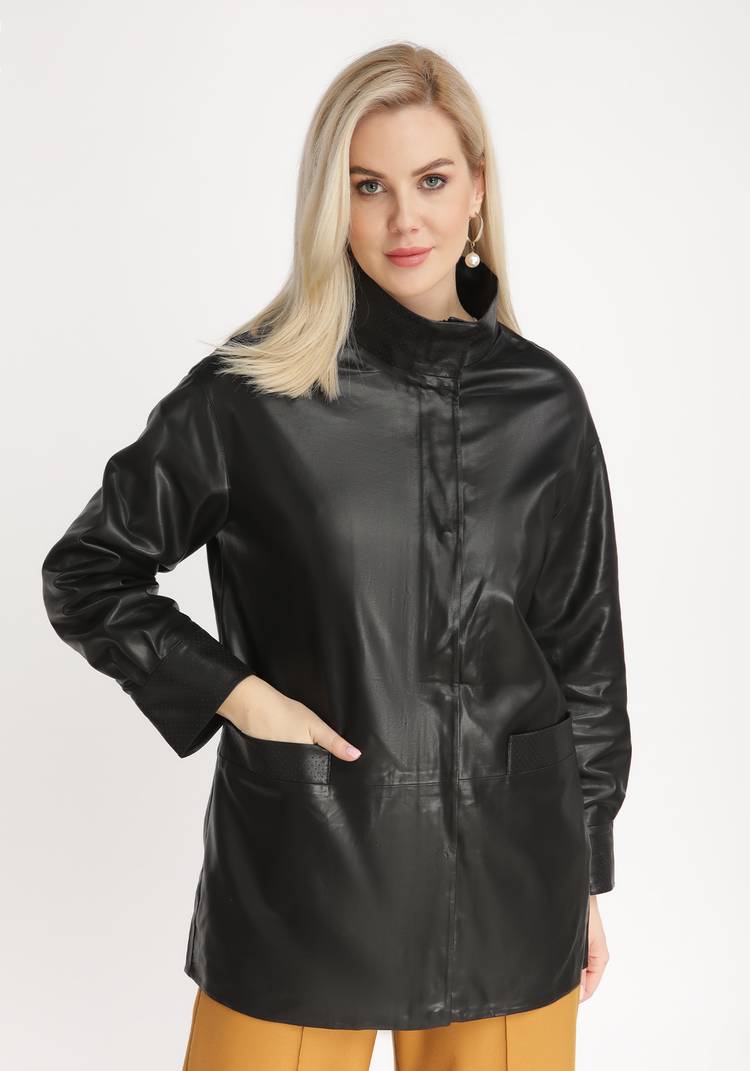 Куртка из экокожи с воротником-стойкой шир.  750, рис. 9