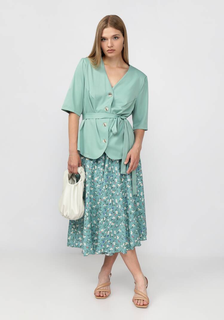 Комплект: блузат+юбка c цветочным принтом шир.  750, рис. 22