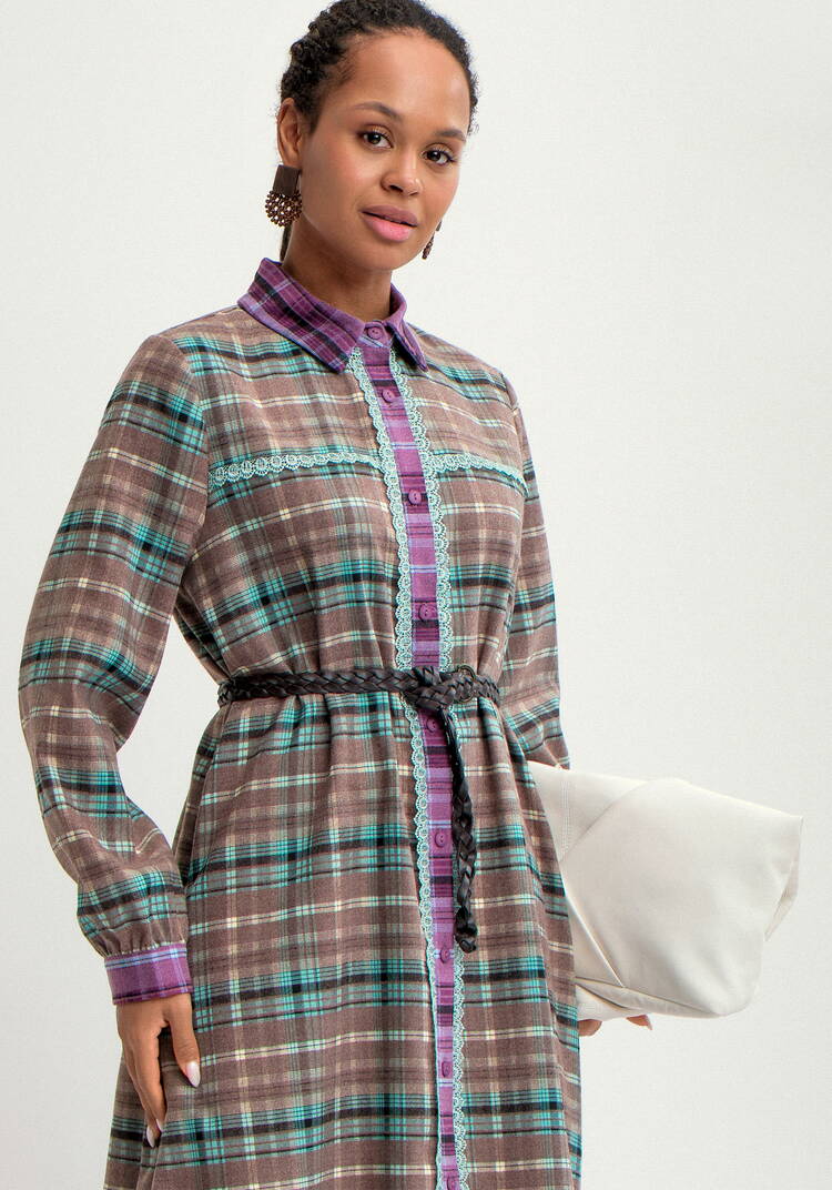Платье-рубашка в клетку на пуговицах шир.  750, рис. 12