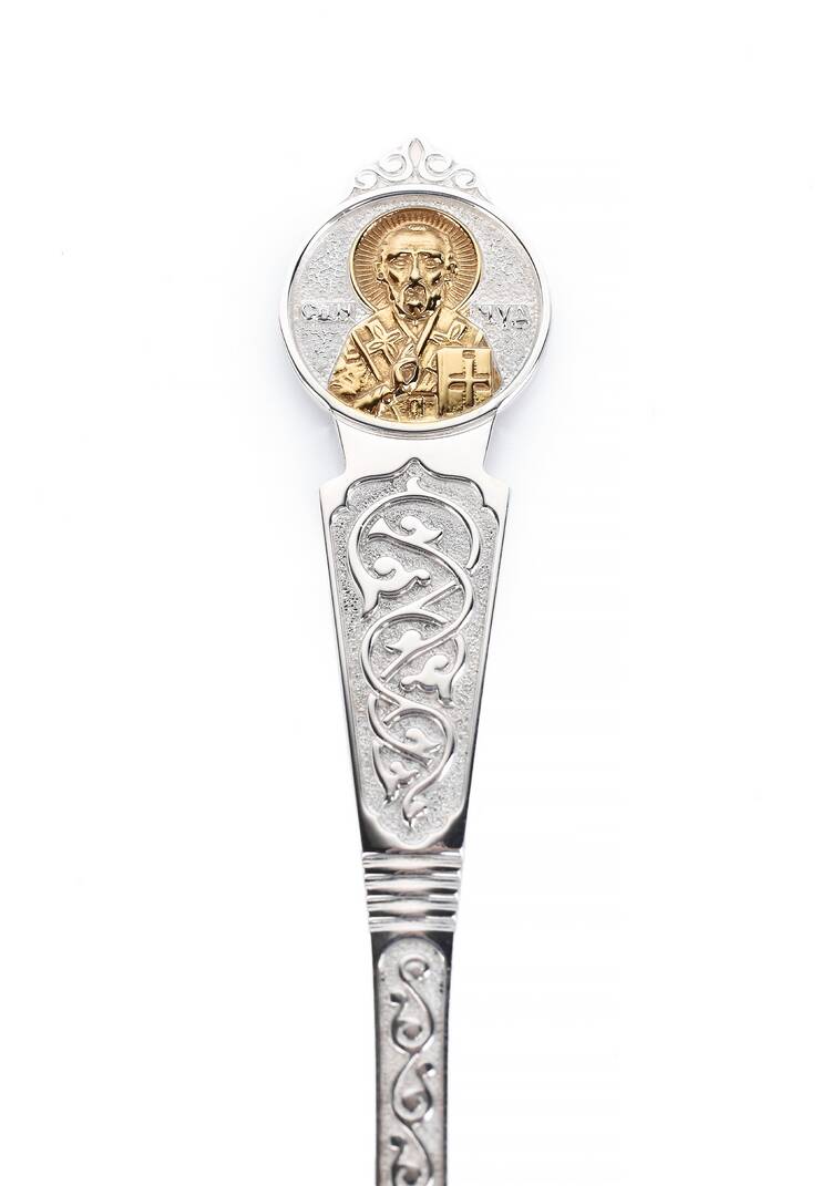 Серебряная ложка  Николай Чудотворец шир.  750, рис. 2