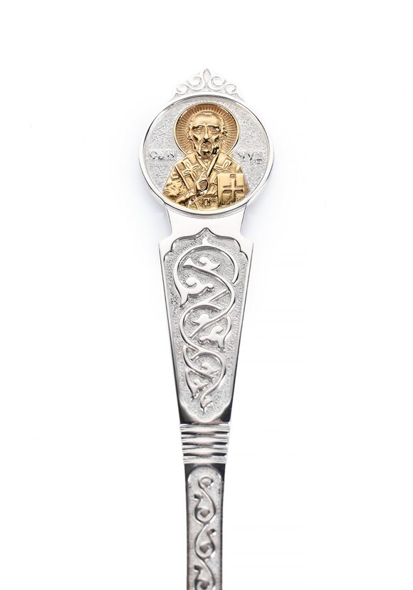 Серебряная ложка  Николай Чудотворец шир.  580, рис. 2