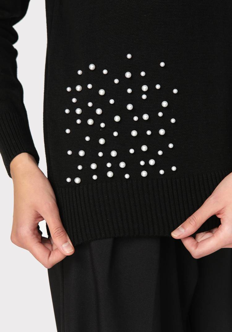 Джемпер с бусинами по плечу и низу изделия шир.  750, рис. 14