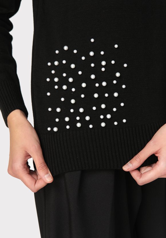 Джемпер с бусинами по плечу и низу изделия шир.  580, рис. 14