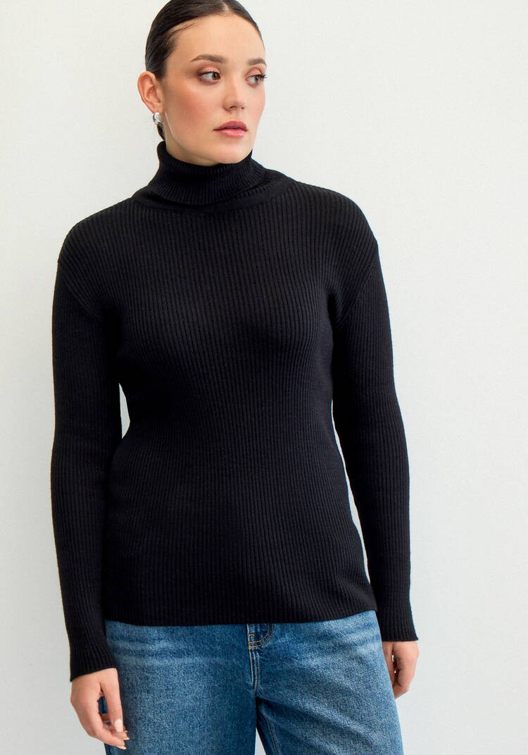 Водолазка в рубчик с высокой горловиной шир.  750, рис. 6