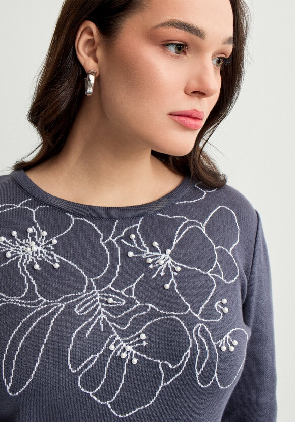 Джемпер с графичными цветами шир.  580, рис. 5