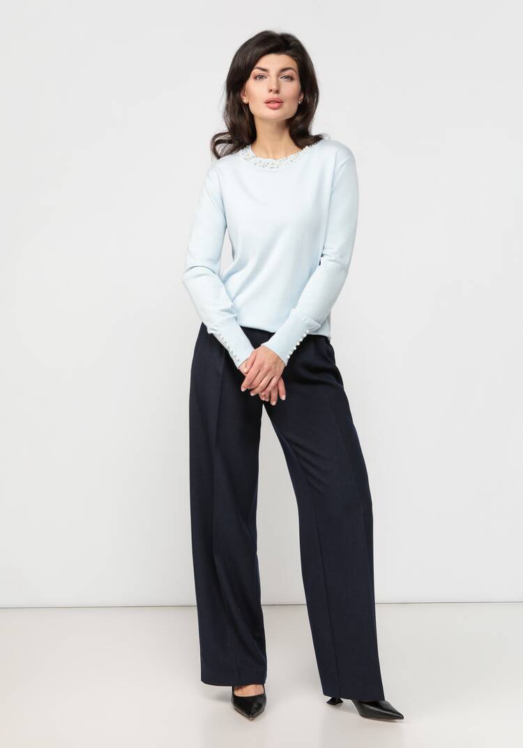 Джемпер с декором из жемчуга по горловине шир.  750, рис. 23