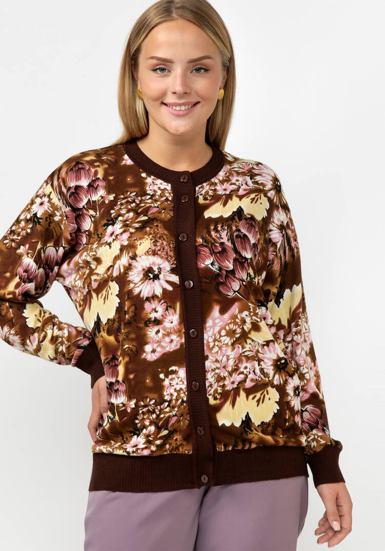 Кардиган с цветочным принтом на пyговицах шир.  750, рис. 19