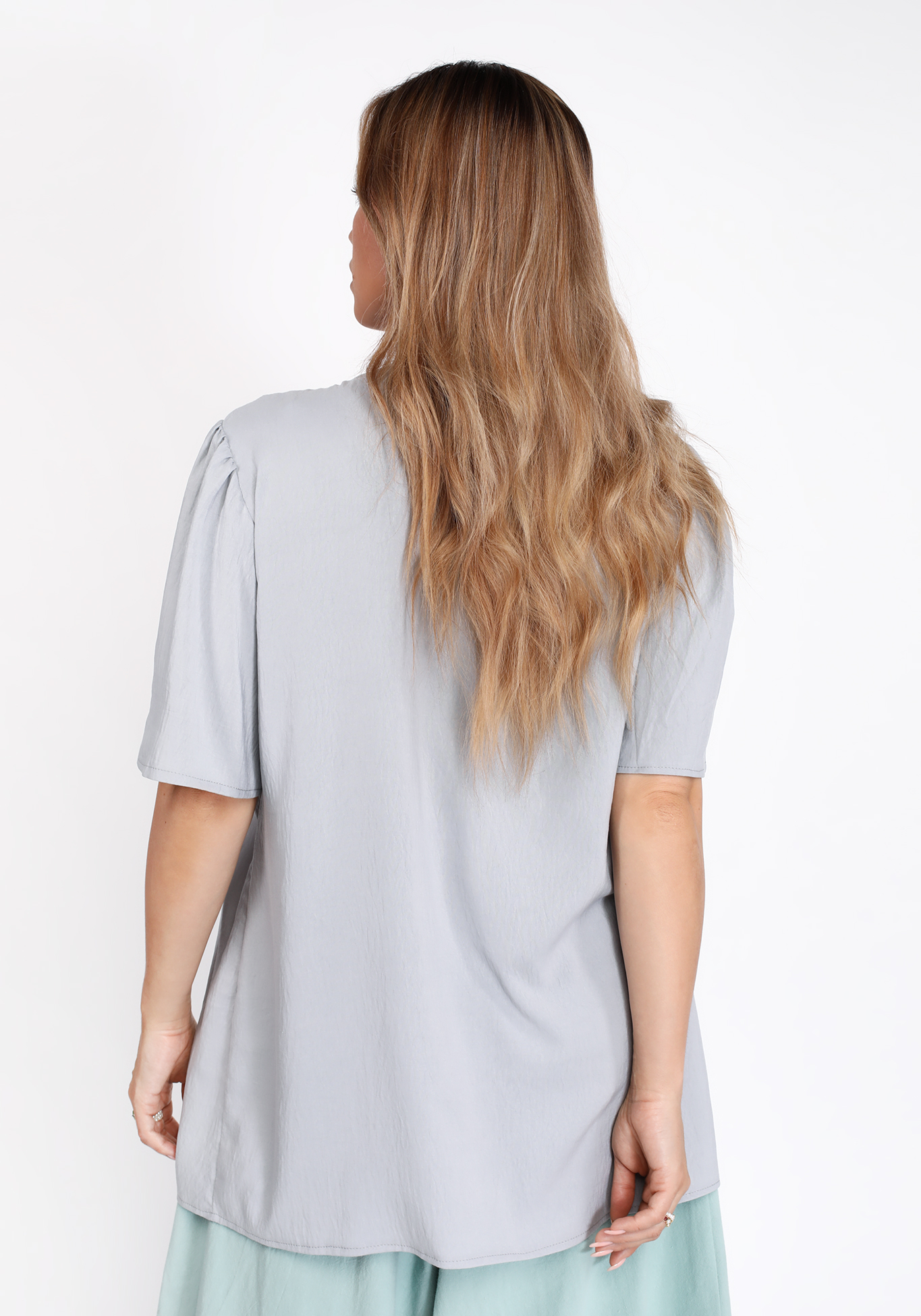 Блуза однотонная легкая Bianka Modeno, размер 50, цвет белый - фото 6
