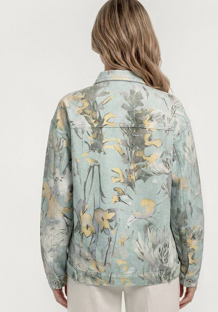 Джинсовая куртка с цветочными мотивами шир.  750, рис. 3