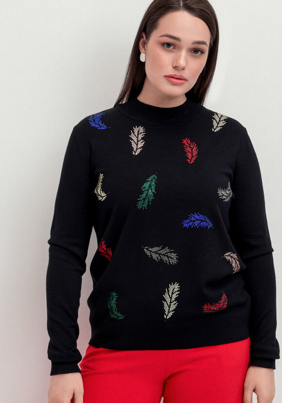 Джемпер с принтом в виде перьев шир.  580, рис. 12