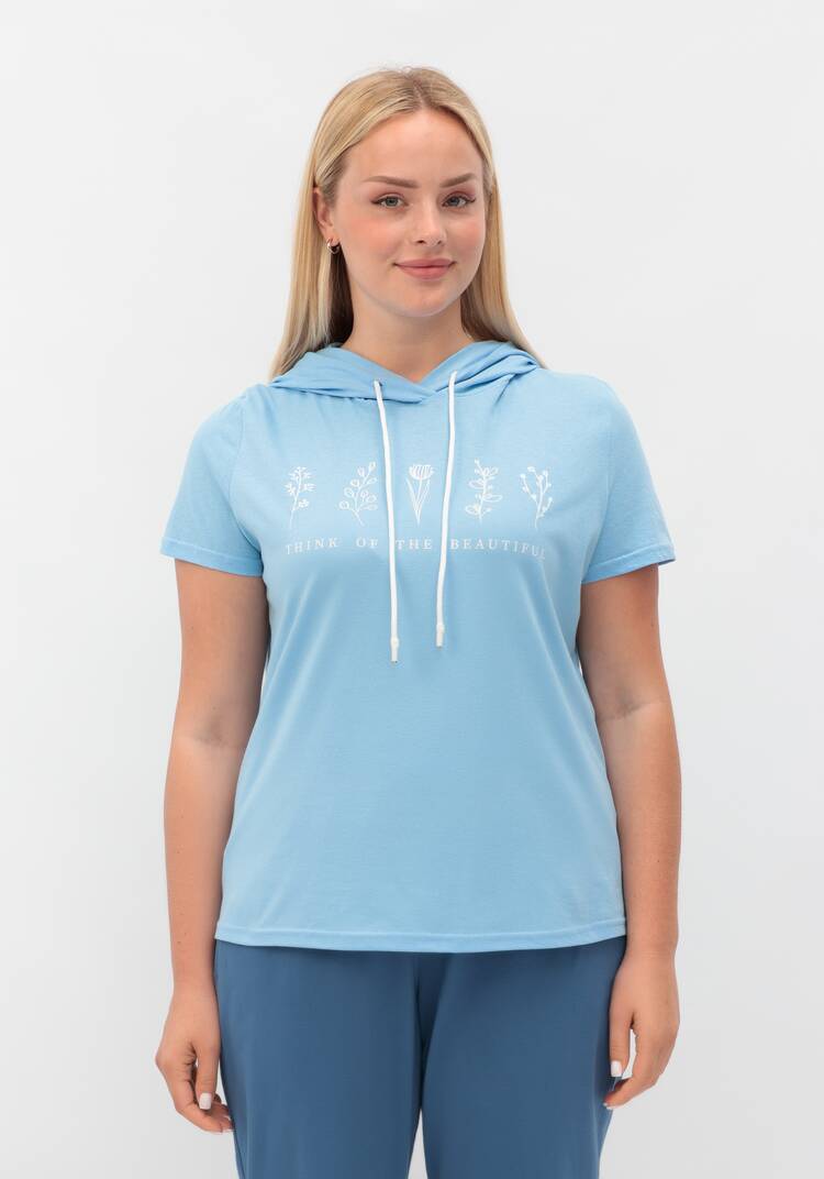 Футболка с капюшоном и лаконичным принтом шир.  750, рис. 22