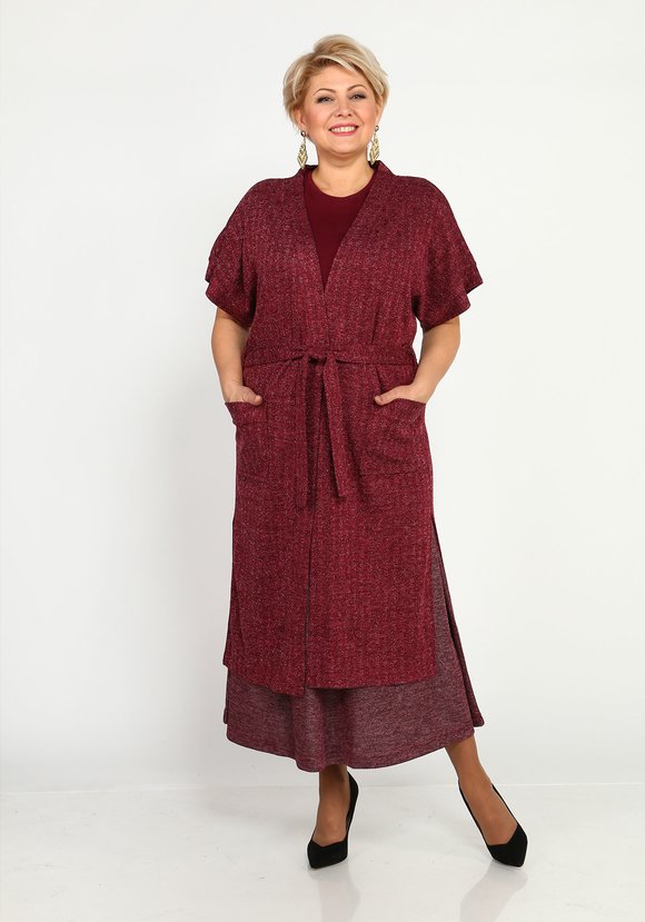 Кардиган с карманами и поясом удлиненный шир.  580, рис. 10