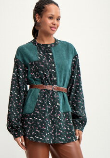 Блуза из комбинированной ткани Рин