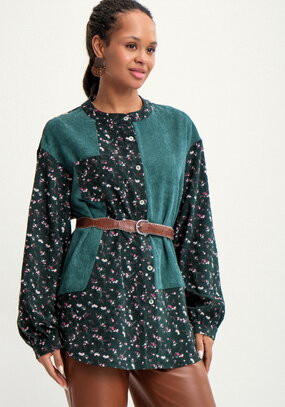 Блуза из комбинированной ткани Рин