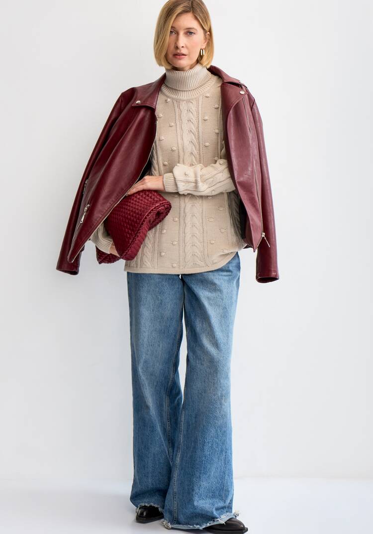 Джемпер с высокой горловиной и косами шир.  750, рис. 13