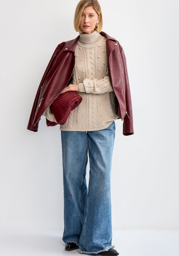 Джемпер с высокой горловиной и косами шир.  580, рис. 13