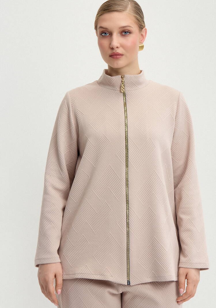 Кардиган на молнии с фактурным принтом шир.  750, рис. 4