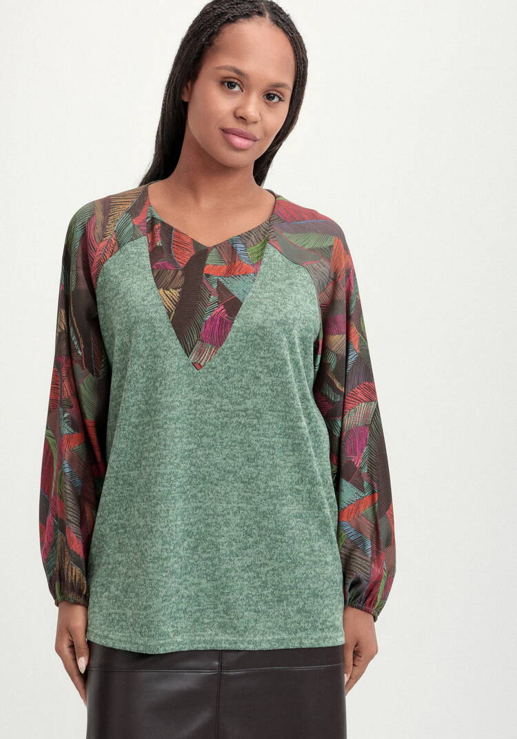 Блуза трикотажная с красочным принтом шир.  750, рис. 4