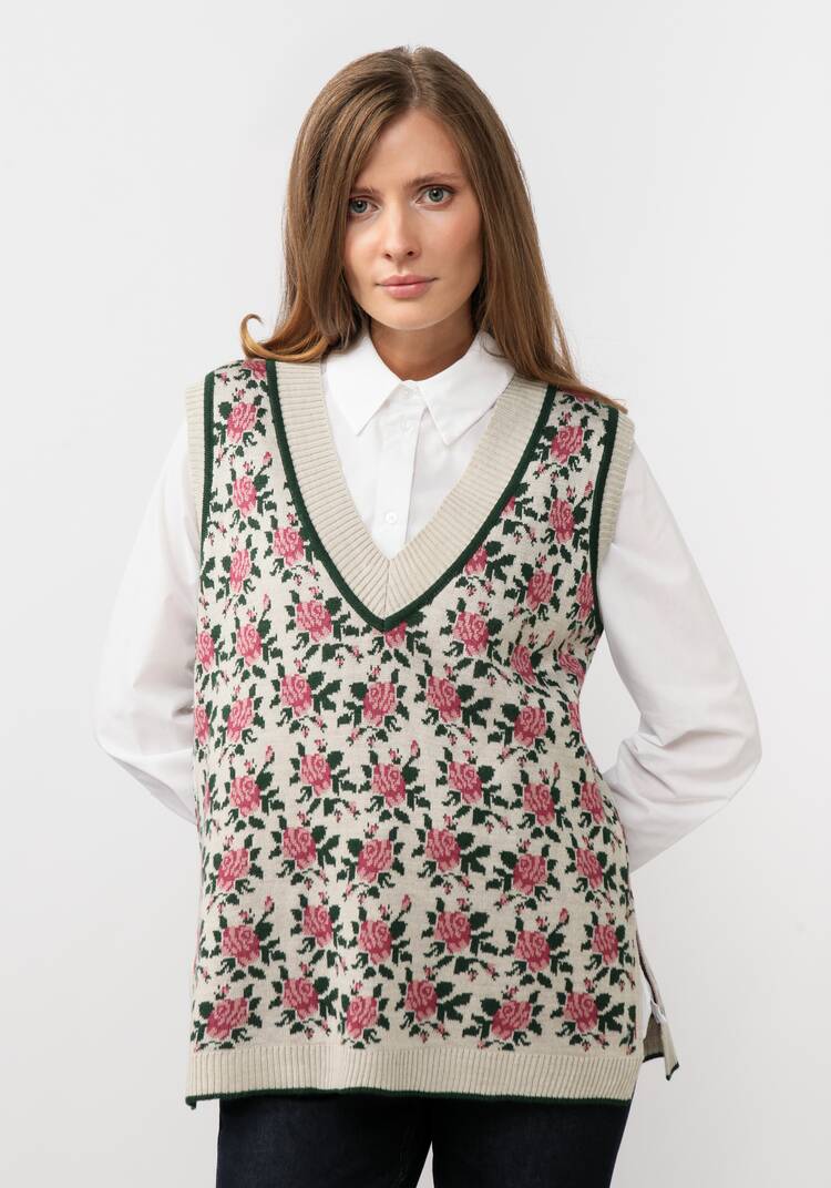 Жилет женский с цветочным рисунком шир.  750, рис. 16