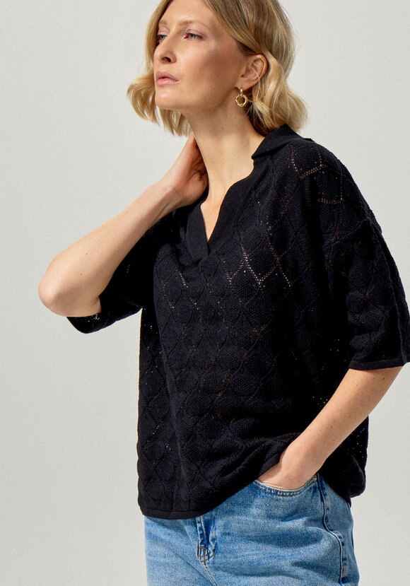 Джемпер-поло с ажурным рисунком шир.  580, рис. 27