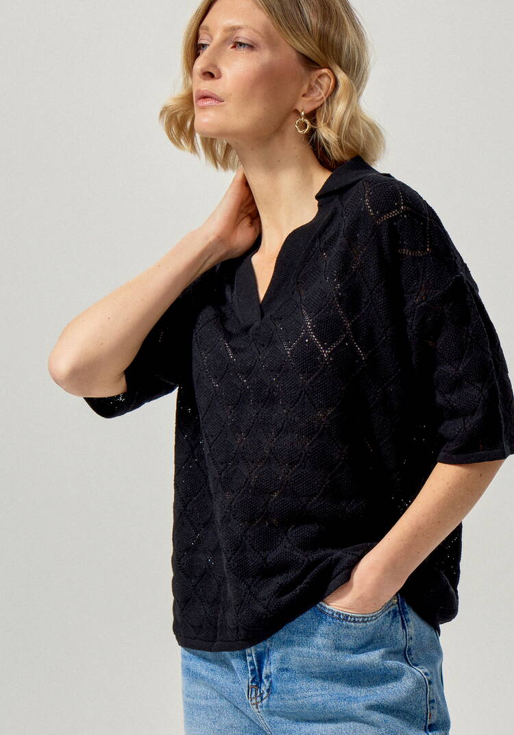 Джемпер-поло с ажурным рисунком шир.  750, рис. 27