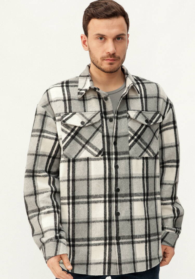 Рубашка в крупную клетку шир.  750, рис. 20