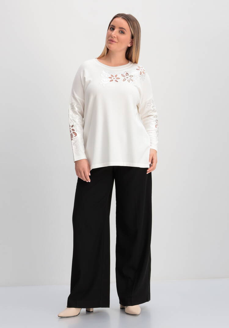 Джемпер с декоративной цветочной вышивкой шир.  750, рис. 8