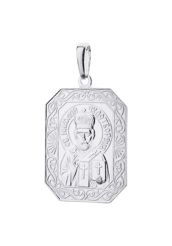 Серебряная подвеска  Николай Чудотворец шир.  580, рис. 1